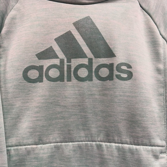 Adidas girls pull over with hoodie, size 5, color teal, with front pockets - Picture 2 of 6
